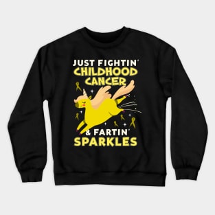 childhood cancer funny unicorn farting sparkles Crewneck Sweatshirt